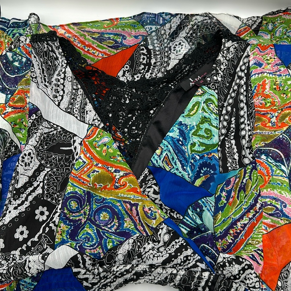 Alberto Makali Mulit-Colored Patchwork Pleated Dr… - image 3